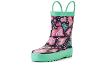 Cheap Wholesale Beautiful Kids Pink Short Rubber Waterproof Rain Boots with Handles1