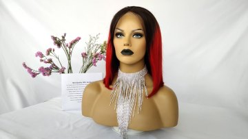 Wholesale Ombre Brazilian Hair Swiss Lace Wig Short Bob Wigs Hair Color 1B/27 Blue Red 99J Lace Front Wig1