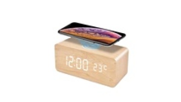Smart Wireless Charger with LED Wooden Clock and Digital Calendar1