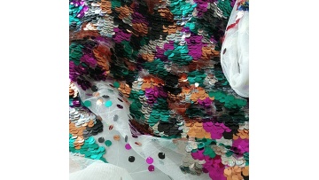 2023 hot high quality colorful sequin mesh glitter net lace fabric wedding dress1