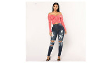 Fashion Women's Slim Fit Ripped Zipper Jeans Trendy Hollow Out Pants for Women1