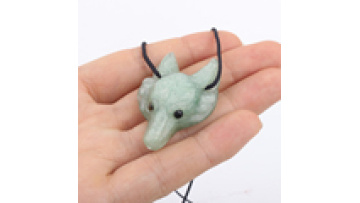 Natural Wolf Head Rose Quartz Amethyst Quartz Crystal Pendant Wolf Gem Carved Healing1