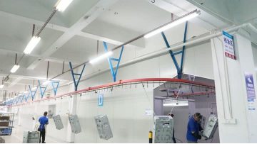 Assembly line spraying area video