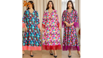 2025 Women for Abaya Jalabiya Arab New Gold Foil Printed Elegant Dubai Muslim Dubai Robe Middle Eastern Islamic Dress1
