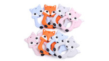 Organic Fox Wooden Teething Ring, Silicone Baby Teether For Toddler1