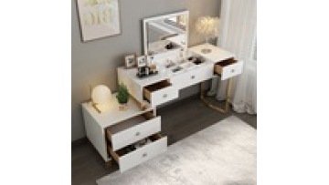 new design led Light Bedroom Furniture White Color Optional Storage Dresser Makeup Dressing Vanity Table With LED1