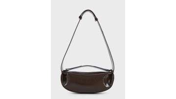 Fashionable Color-Blocked Leather Crescent Bag