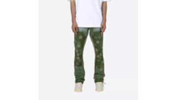 New Model High Quality Embroidery Stacked Pants Custom Logo Skinny Flare Jeans Men1