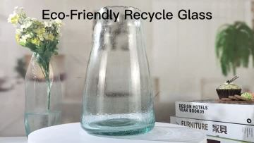 Home Decor Tall Green Bubble Recycled Glass Vase