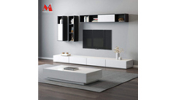 TV cabinet modern luxury living room furniture Nordic minimalist black color TV wall cabinet coffee table combination1