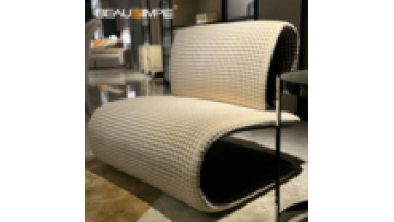 Creative modern design high-grade stainless steel fabric reception special-shaped curved chair terrace leisure chair1
