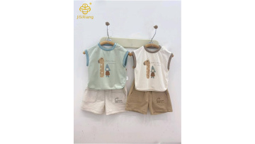 Cartoon Children's Checkered Short Sleeve Set