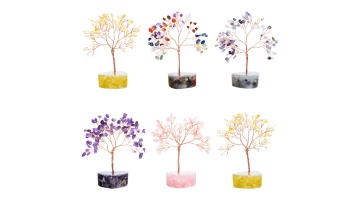 Raw Stone Copper Tree Resin Heart Base Ornament
