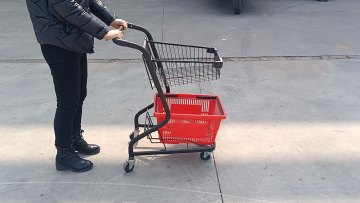 New 30KG Blue Metal Supermarket Shopping Cart Coin Lock Steel Structure PU Convenience Store Shopping Trolley1