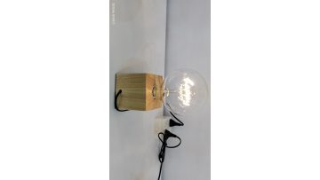 table lamp woode base happy bulb