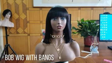 Vendor wholesale short bob Wigs with bangs machine made non lace cuticle aligned virgin brazilian human hair wigs1