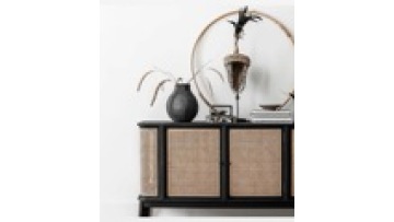 Wholesale nordic style  modern designs natural  sideboard display storage rattan kitchen living room wood cabinet1