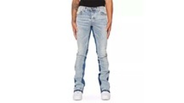 Custom Men Stacked Jeans Patchwork Contrast Flared Pants Slim Fit Wide Leg Jeans Trousers1