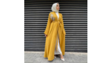 Ramadan Open Abaya 2 Piece Set Embroidered Applique Dubai Elegant Cardigan Dress with Inner1
