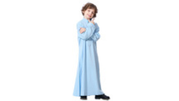 Wholesale Children Arabic Islam Thobe Button Soft Muslim Robe Long Sleeve Baby Boy Abaya Dubai Style Ethnic Clothing1