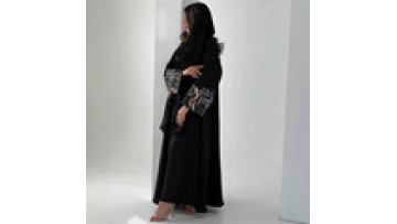 Muslim Black Robe Dubai Arabian Embroidered Abaya with Hijab Fashionable Outerwear Coat Wholesale1