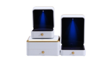 Hanhong wholesale custom plastic spray painted jewelry packaging box square luxury necklace ring white led jewelry box1