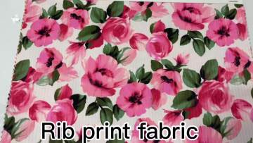 Eco Friendly Material Stretch wholesale Knit 92%polyester 8%spandex 4*2 dull rib floral printed sweater shirt fabric For Dress1
