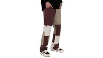 American New Design Custom Street Men Color Block Jeans Large Pants Apparel1