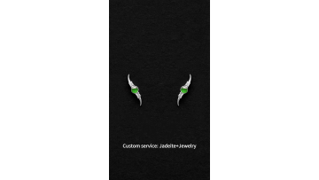 Purest Gentle High-End Quality Genuine Jadeite Jade 18K White Gold Diamond Full Green Color Icy Jadeite Stud Earrings1