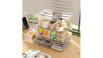 Clear Stackable Storage Bins: Maximize Desk & Vanity Organization