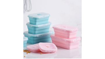 Bpa free food grade silicone 4 Pack Lunch Bento Box Collapsible Silicone Food Containers Storage1