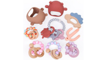 Wholesale Bpa Free Cute Soft Bracelet Ring Shape Moon Elephant Rubber Silicone Baby Chew Sensory Teethers Toys Gift Set1