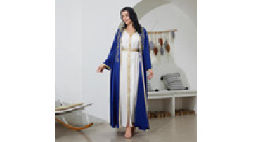 New Embroidered Abaya Two-piece Suit Middle Eastern Robe Dubai Party Dress Muslim Abaya1