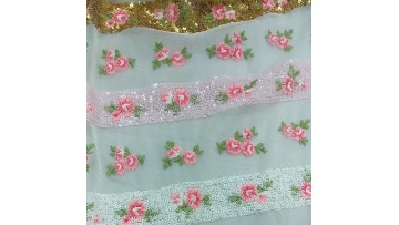 2023 new high quality white embroidery glitter sequins mesh fabrics for dresses1