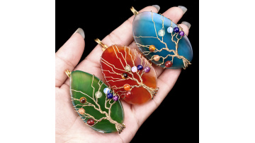 7 chakra agate pendant-SP1809G