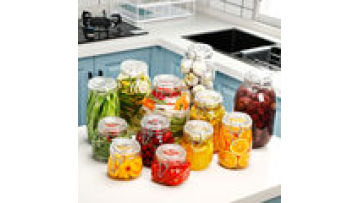 Round Clear Glass Food Container Airtight Storage Jars With Metal Clip1