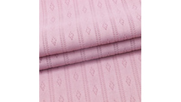 Ready Goods 100% Polyester Pink Color Dyed Pointelle Jacquard Knitted Fabric for Spring Women Garment1