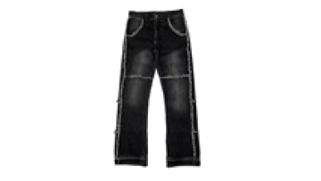 Custom Trousers Black Acid Wash Raw Edge Cotton Twill Denim Pants Jeans for Men1