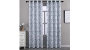 Floral Blackout Curtain with Leaf Embroidery Grommet Top Thermal Insulated Room Darkening embroidery window curtain1