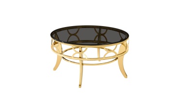 TL-SG006 Grey Glass Coffee Table with Gold Frame – Modern Luxury Centerpiece