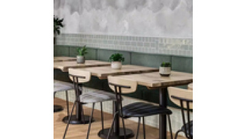 Cheap price commercial modern  furniture coffee shop wood and metal dining restaurant kitchen table1