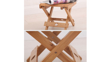 Bamboo folding stool can carry a small solid wood 