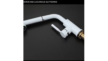 White Tobacco Style Pull Out Kitchen Mixer Tap with Single Hole for Hotel1