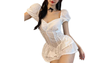 Designer Sexy Hot Japanese School Girl Maid Oversize Lantern Dresses Cosplay White Dress1