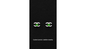 Dignified Charming Highest Level Genuine Jadeite Jade 18K White Gold Diamond Full Green Color Icy Jadeite Stud Earrings1