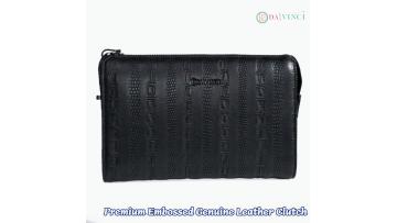 Premium Embossed Genuine Leather Clutch Bag