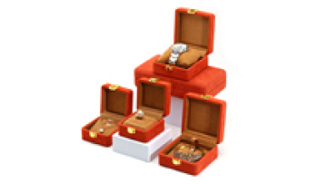 Hanhong wholesale high quality new velvet jewelry packaging box wooden jewelry box necklace bracelet ring orange jewelry box1