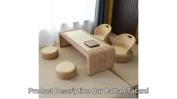 Traditional Handmade Rattan Tatami Coffee Table Set1
