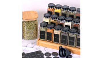 Wholesale 120ml 4oz 24pcs Square Shaker Lids Glass Seasoning Spice Bottle Jar Containers Set With Black Aluminum Lid And Labels1