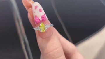 Pear Shape Yellow Lab Grown Diamond Three Stone Ring Design